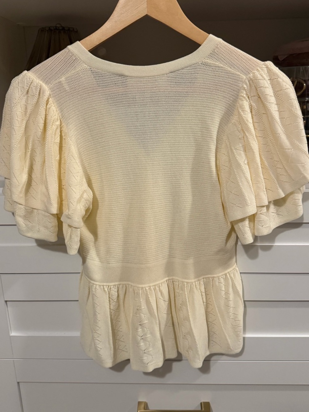 ba&sh Cream V-Neck Button Front Peplum Top - Picture 7 of 8